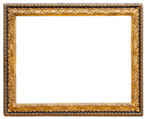 Gold Picture frame isolated on transparent background
