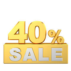 3D forty percent sale. 40% sale. Sale banner decoration.