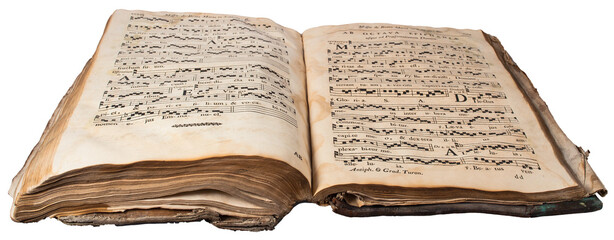 Obraz premium View of old open book isolated on transparent background