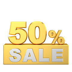 3D fifty percent sale. 50% sale. Sale banner decoration.