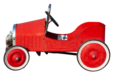 Red toy car isolated on isolated on transparent background