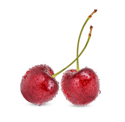 Cherry with drops isolated on transparent background (.PNG)