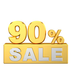 3D ninety percent sale. 90% sale. Sale banner decoration.