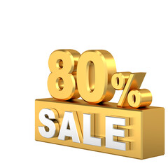 3D eighty percent sale. 80% sale. Sale banner decoration.