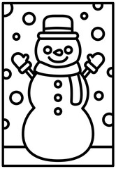 スノーマンのぬりえ