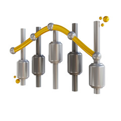 3D illustration candle stick   bitcoin chart