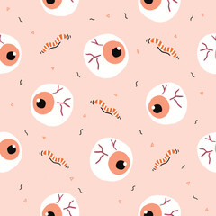 Seamless pattern of eyeball .Halloween party