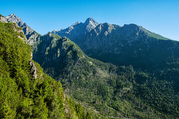 Fototapeta na wymiar Lomnicky peak from Slavkov lookout, High Tatras, Slovakia
