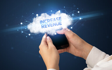Obraz premium Hand using smartphone with cloud business concept
