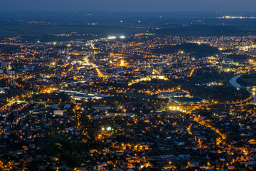 Nitra town from Zobor hill, Slovakia, night scene