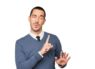 Haughty young man making a contemptuous gesture