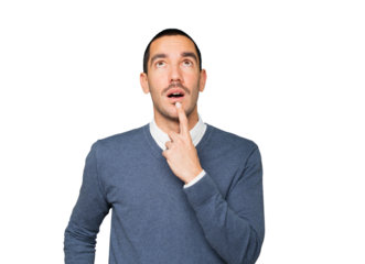 Surprised young man making a gesture of doubt