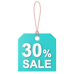 Obraz na płótnie Canvas 3D thirty percent sale. 30% sale. Sale tag.