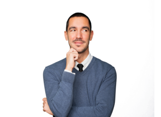 Satisfied young man with crossed arms gesture