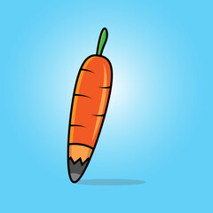 This logo or icon combination of pencil with carrot. Suitable for education logo, bookstore, kindergarten, mobile apps, and web design.