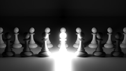 Chess pawn piece outstanding. Leadership concept