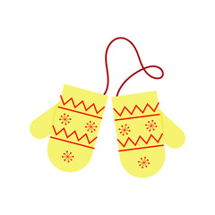 Mittens - winter illustration. Vector Christmas drawing of holiday decor elements on a white background.