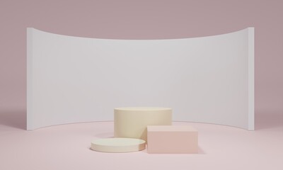 Background vector 3d with stage product round podium. 3d background products display podium with the platform. background vector 3d rendering with a podium. stand to show cosmetic product on podium 3d