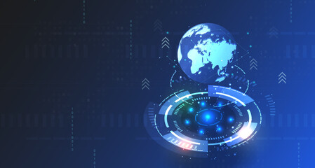 Obraz premium Metaverse, virtual reality, augmented reality and blockchain technology. Metaverse digital world, smart futuristic interface, technology background, Vector Illustration