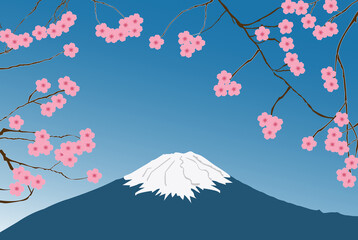 Fuji mountain view scene. illustration, wallpaper, background, dekstop, print.