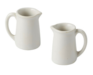 Set white cup, side view Isolated on white background.