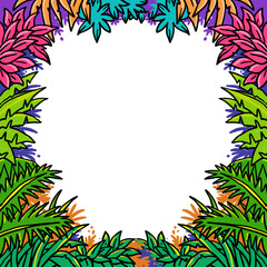 Frame with flowers and leaves in png format.