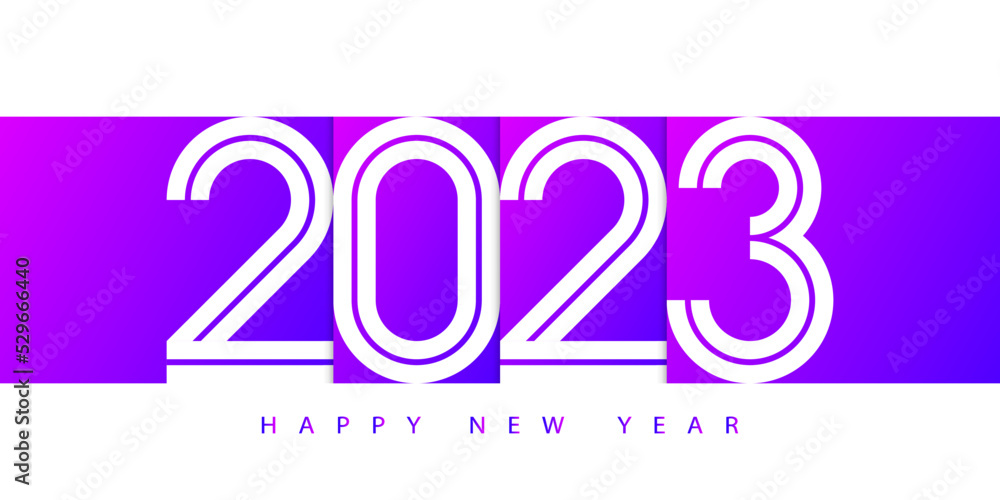 Aufkleber 2023 happy new year. 2023 modern text vector design.