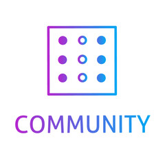 abstract circle symbol inside square, design community concept, social connection icon, with gradient color