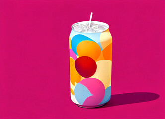Abstract Drink in a Can on Purple Background