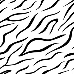 Zebra abstract seamless pattern. Animal skin vector background. Black and white texture