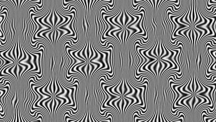Abstract seamless psychedelic twirling pattern with black and white stripes