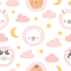 Seamless farm animals pattern