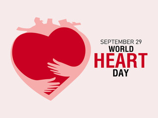 World Heart Day, September 29, World Heart Day love your heart on a pink background.

