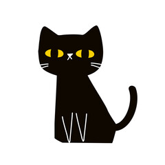 black cat with yellow eyes
