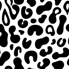 Fototapeta na wymiar Leopard abstract seamless pattern. Animal skin vector background. Black and white texture