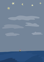 Isola nel mare di notte