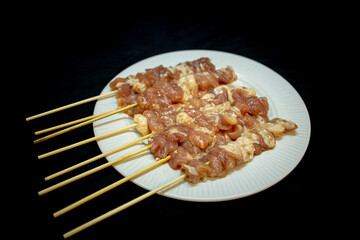 Pork BBQ on skewers