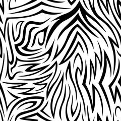 Zebra abstract seamless pattern. Animal skin vector background. Black and white texture