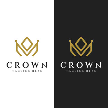 Royal luxury crown abstract Logo template design.Crown with monogram, with elegant and minimalist lines isolated on the background.
