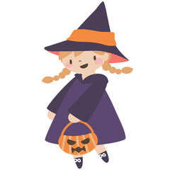 halloween witch with pumpkin