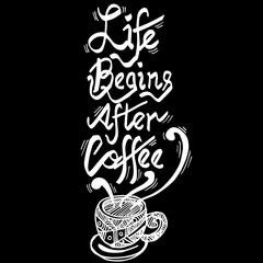 Life Begins after Coffee, quotes vector
