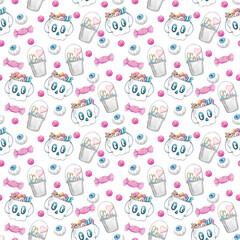 Halloween seamless pattern background with candy.