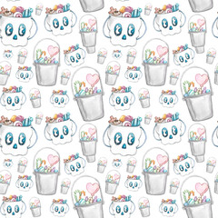 Halloween seamless pattern background with candy.