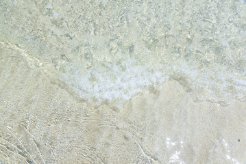 Fototapeta na wymiar 夏の海、砂浜の水面の揺らめき