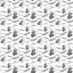 Halloween seamless pattern with cats.