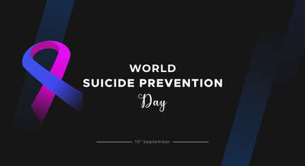 World suicide prevention day. Dark color background design with text, banner, mental health