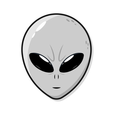 Grey Extraterrestrial alien face or head Illustration