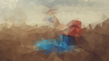 vector abstract irregular polygon background - triangle low poly pattern - color brown beige sand blue red
