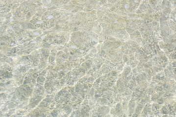 夏の海、砂浜の水面の揺らめき