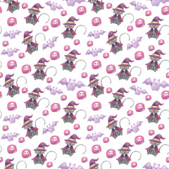 Halloween seamless pattern with cats.